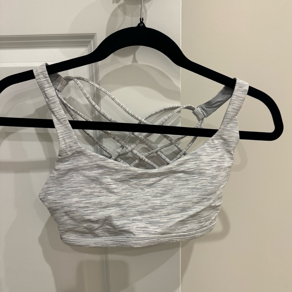 lululemon athletica Heathered Light Gray Strappy Sports Bralette